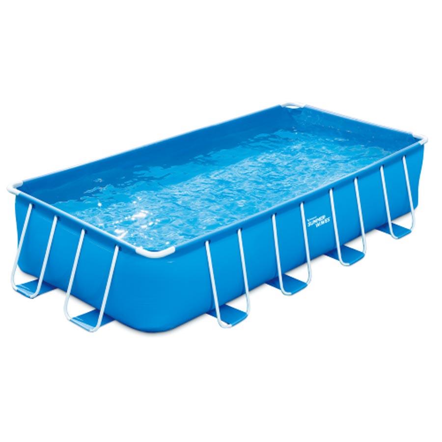 PISCINA RETTANGOLARE POMPA SCALA TELO BASE + TELO COPERTURA