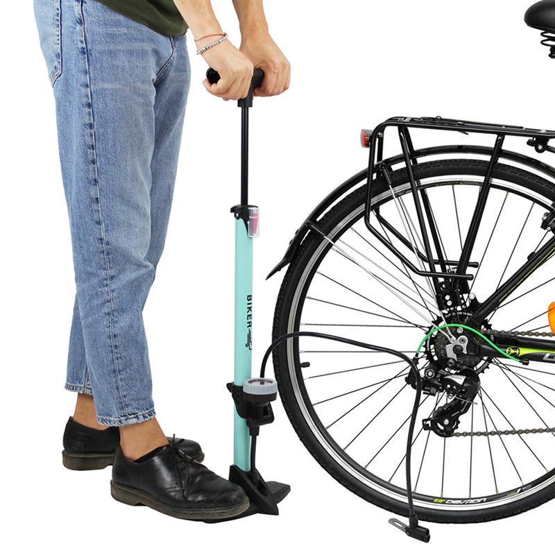 POMPA BICI C/MANOMETRO BLU