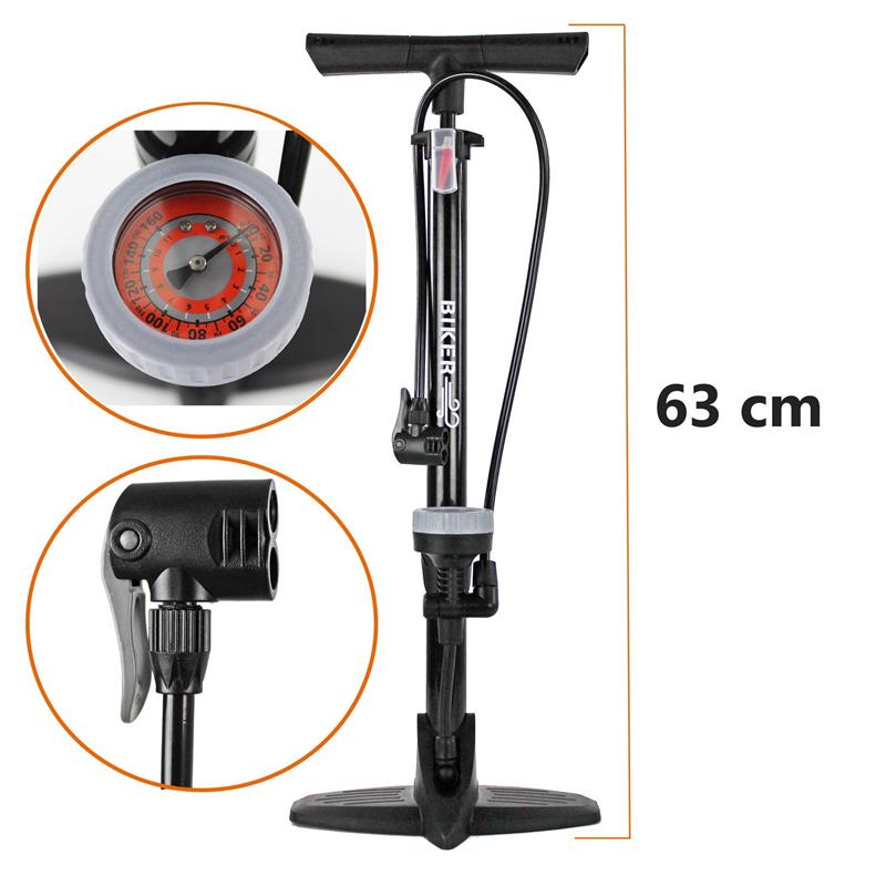 POMPA BICI C/MANOMETRO NERA