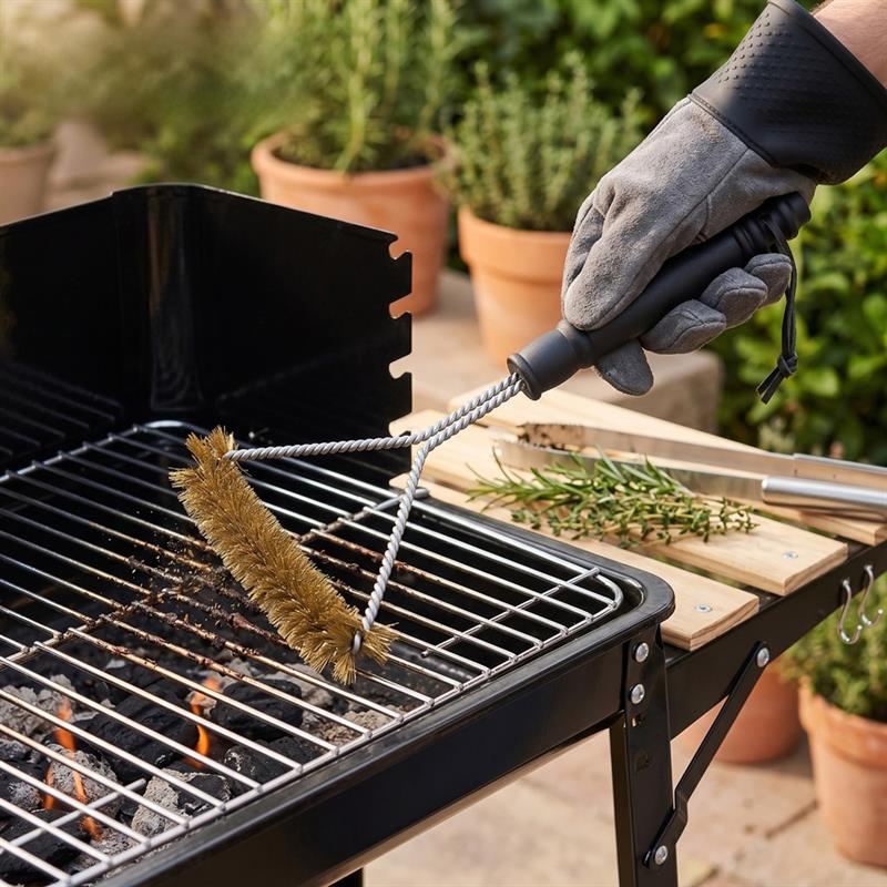 Spazzola per pulizia barbecue con setole resistenti Acciaio
