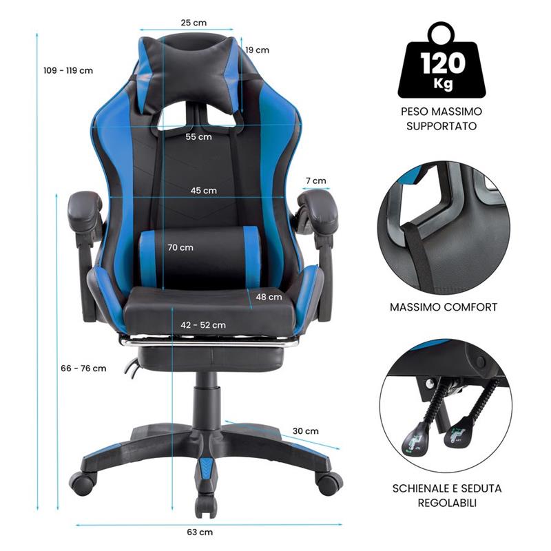SEDIA GAMING BLU/NERA