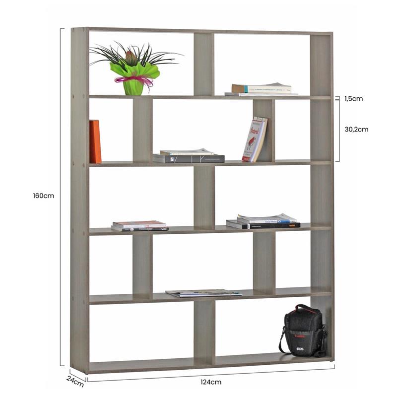LINZ LIBRERIA ROVERE GRIGIO 124X24X160 CM