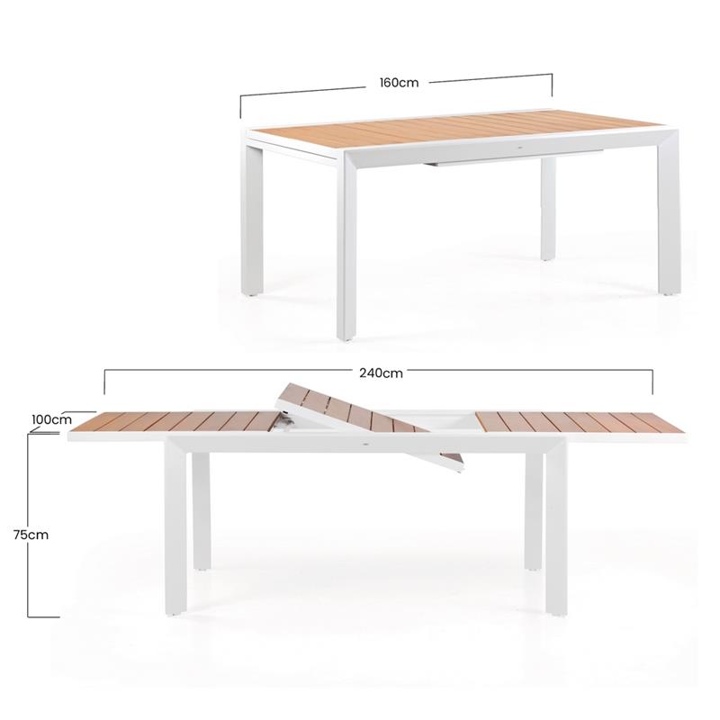 TV ALU + WOOD 160/240*100*075 BIANCO