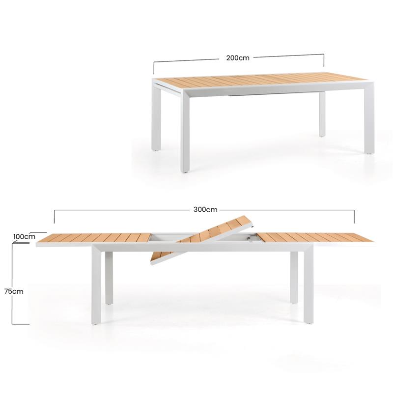 TV ALU + WOOD 200/300*100*075 BIANCO