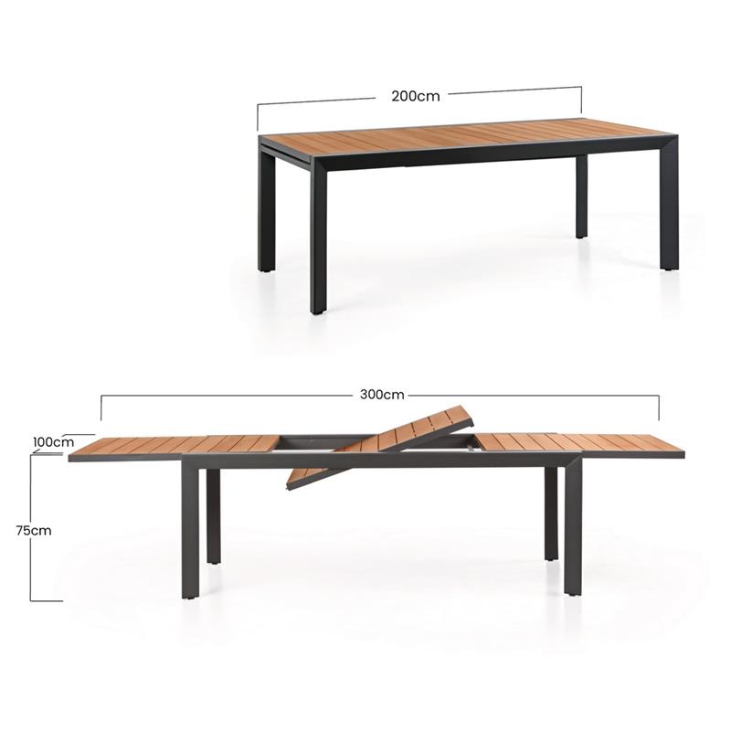 TV ALU + WOOD 200/300*100*075 GRIGIO