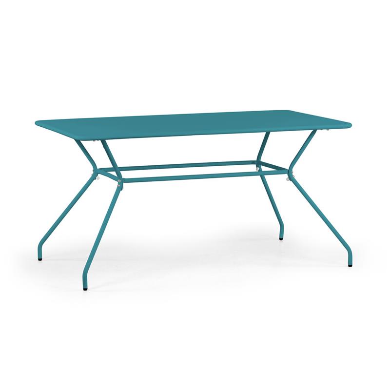 Tavolo da giardino rettangolare in acciaio blu 150x80 cm - Aura