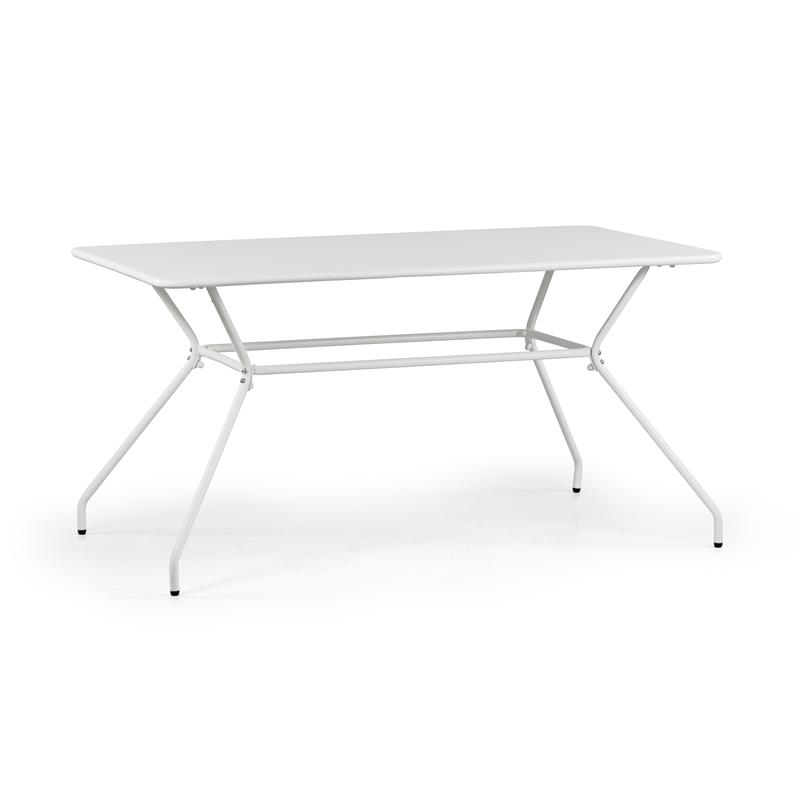 Tavolo da giardino rettangolare in acciaio bianco 150x80 cm - Aura