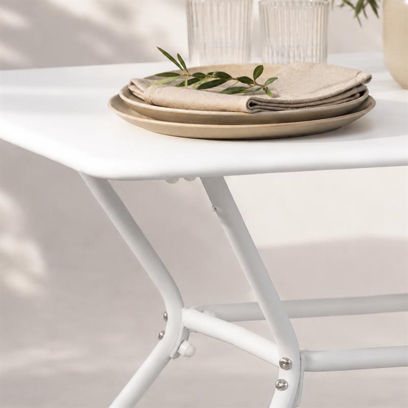 Tavolo da giardino rettangolare in acciaio bianco 150x80 cm - Aura