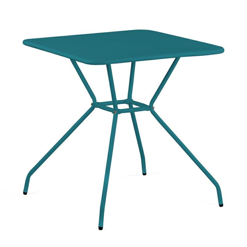 Tavolino da giardino quadrato in acciaio blu 70x70 cm - Aura