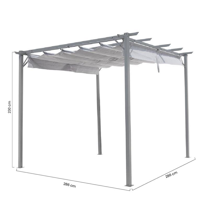 GAZEBO STEEL 286*286  GRIGIO