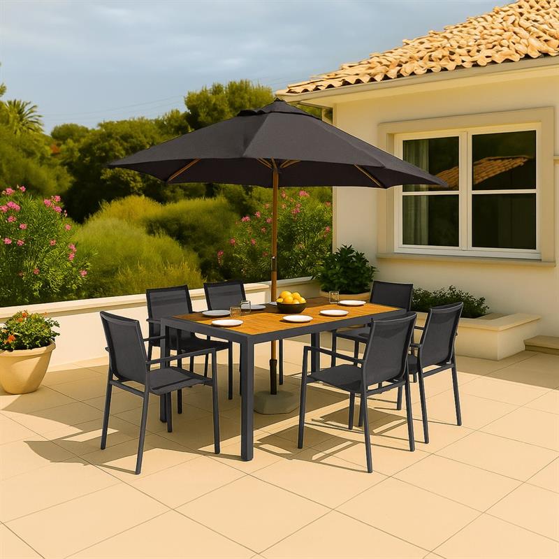 OMBRELLONE WOOD 3.0M  NERO