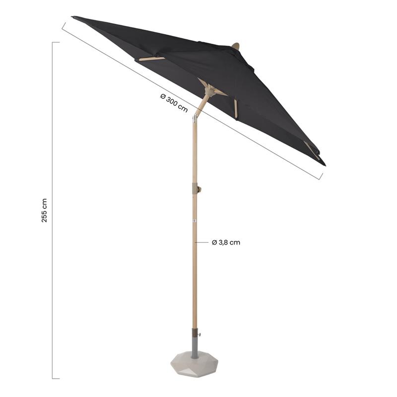 OMBRELLONE WOOD 3.0M  NERO