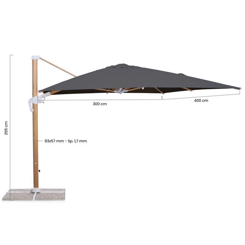 OMBRELLONE ROMA WOOD 3*4 NERO