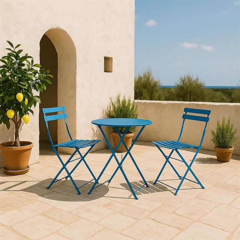 TERESA SET GARDEN TAV+SEDIE BLU NIAGARA