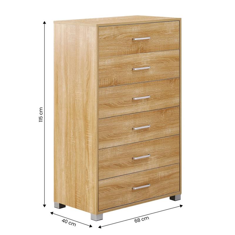 NANCY CASSETTIERA 6C ROVERE 68X40X115 CM