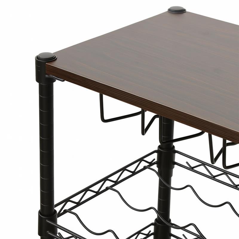 PORTABOTTIGLIE NERO TOP NOCE 4 RIPIANI CON PORTACALICI