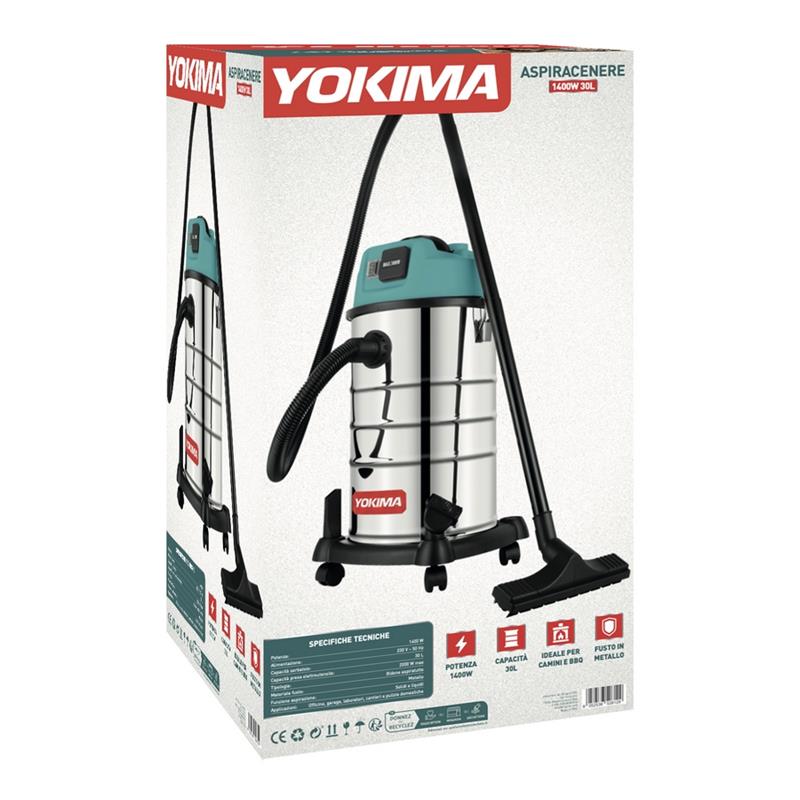 Aspiratore solidi e liquidi 1400W 30L in acciaio