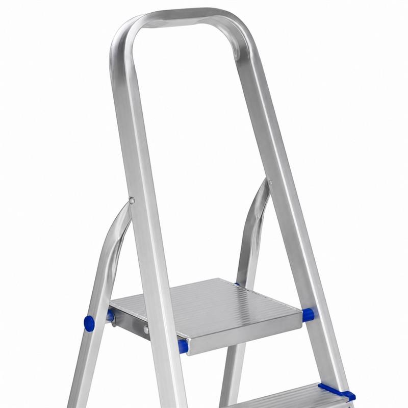 Scala in alluminio 6 gradini antiscivolo con corrimano largo 60 cm