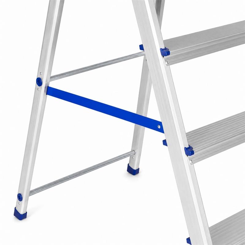 Scala in alluminio 6 gradini antiscivolo con corrimano largo 60 cm