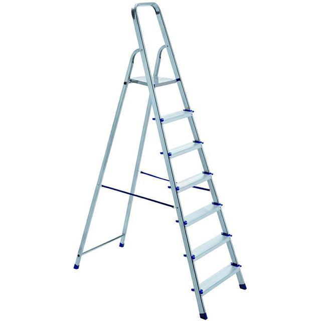 Scala in alluminio 7 gradini antiscivolo con corrimano largo 60 cm