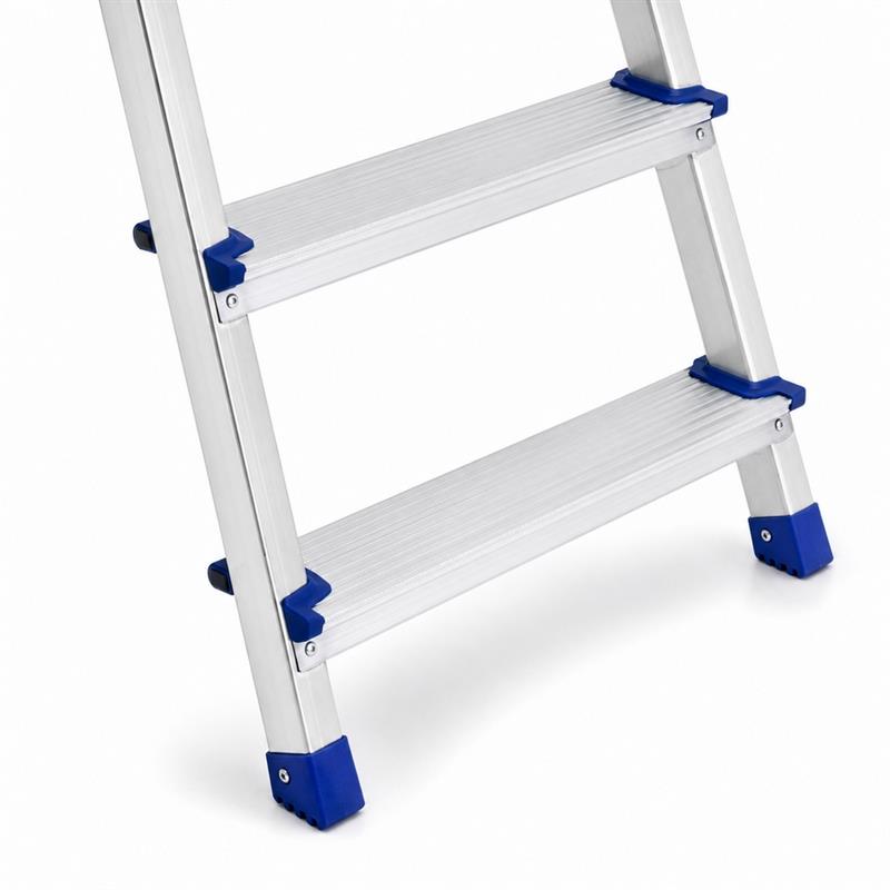 Scala in alluminio 8 gradini antiscivolo con corrimano largo 60 cm