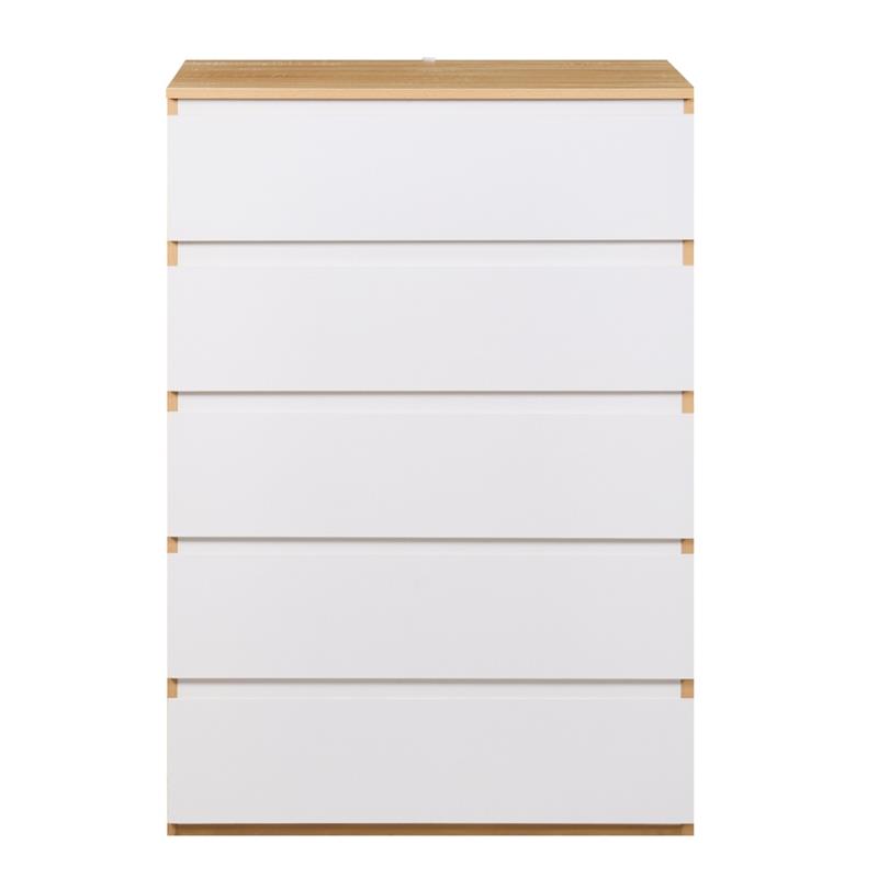 VALE CASSETTIERA 5 CASSETTI BIANCO/ROVERE 76,8X50X113 CM