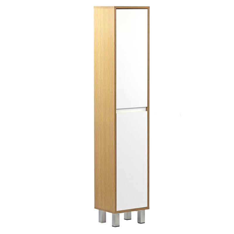 MOBILE COLONNA 2 ANTE BIANCO/ROVERE 30X24X140 CM