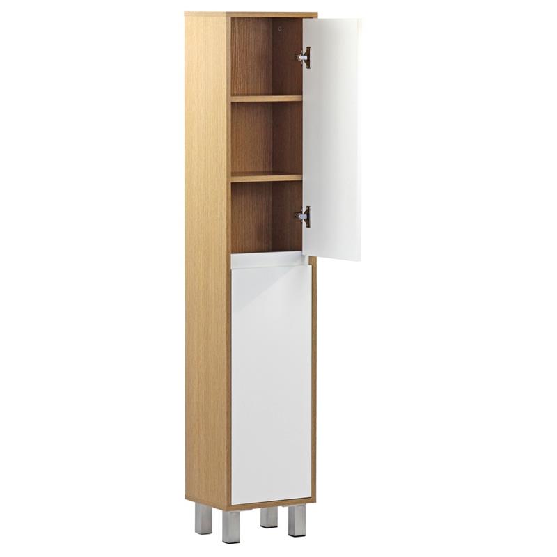 MOBILE COLONNA 2 ANTE BIANCO/ROVERE 30X24X140 CM
