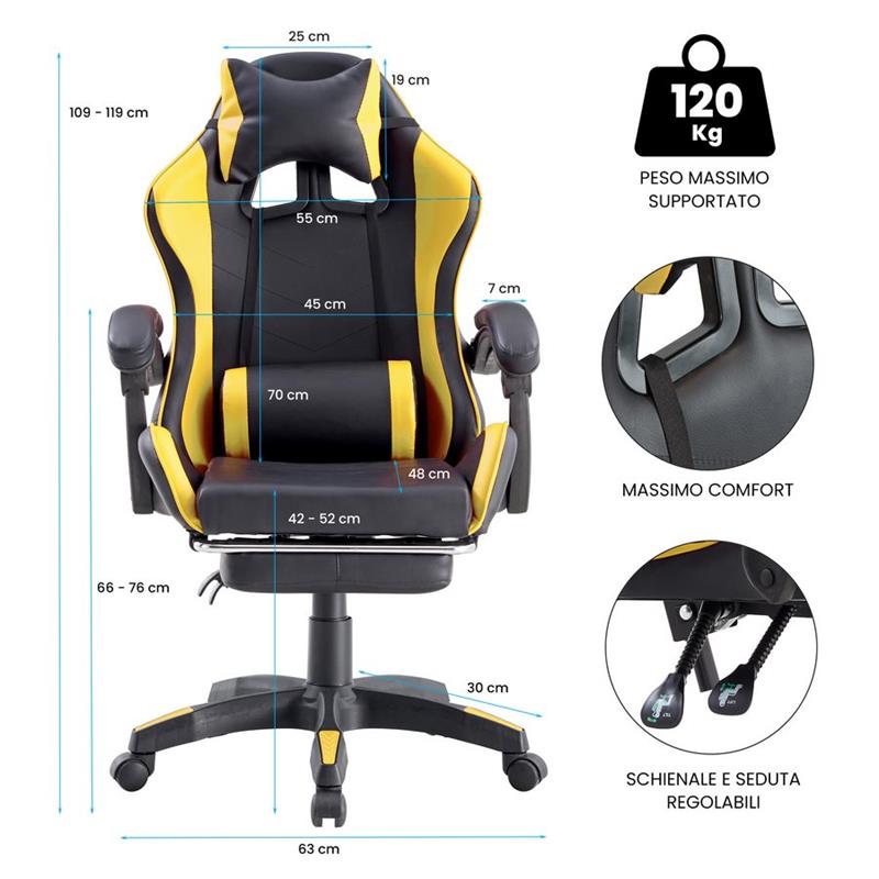 SEDIA GAMING GIALLO/NERA