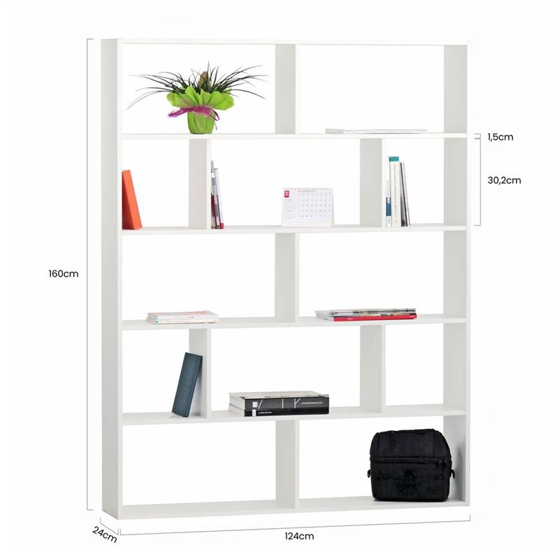 LINZ LIBRERIA BIANCA 124X24X160 CM