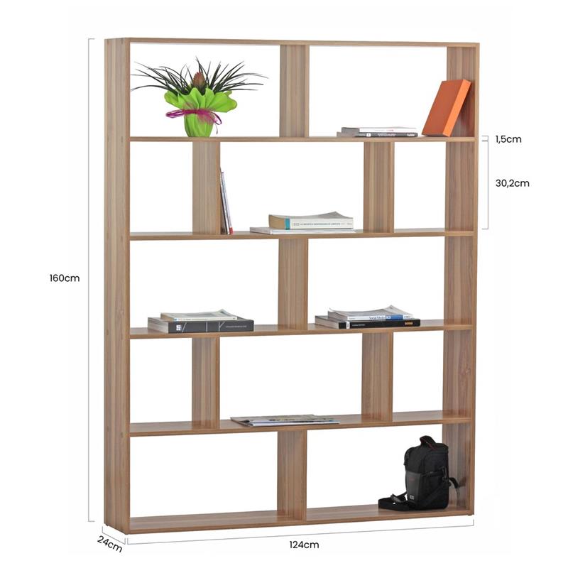 LINZ LIBRERIA OLMO 124X24X160 CM