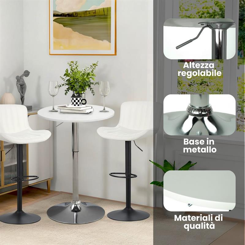 LEON TAVOLO BAR BIANCO 60X60X70,5-91,5 CM