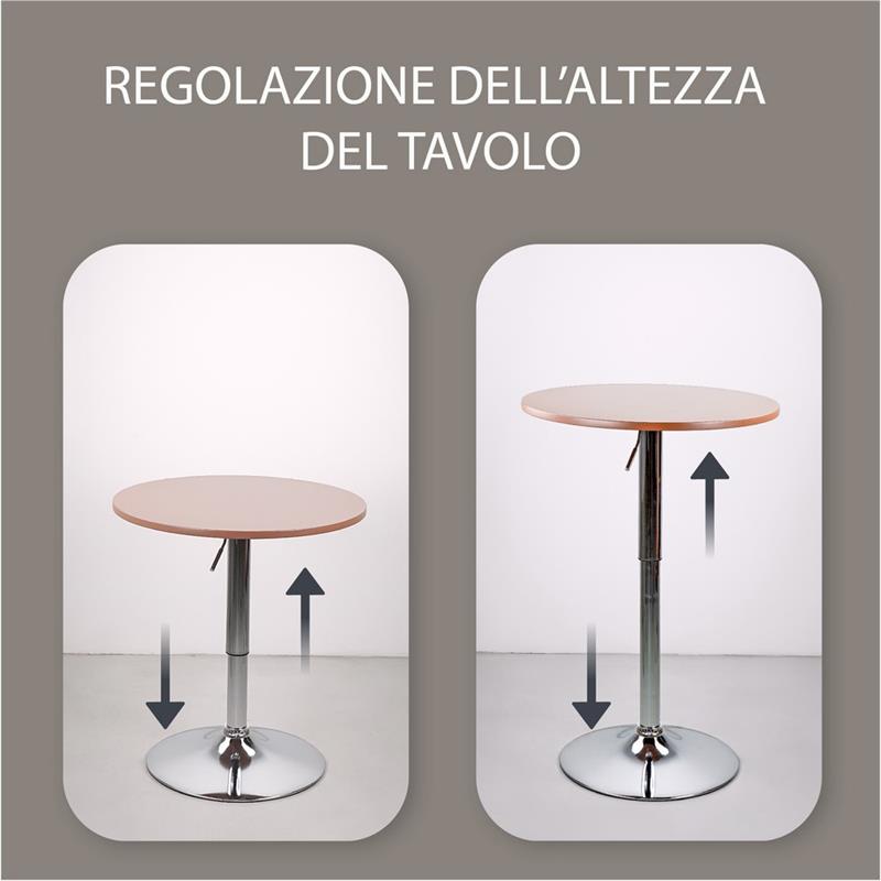 LEON TAVOLO BAR MARRONE 60X60X70,5-91,5 CM