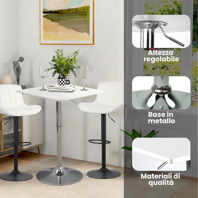 LIMA TAVOLO BAR BIANCO 60X60X70,5-91,5 CM