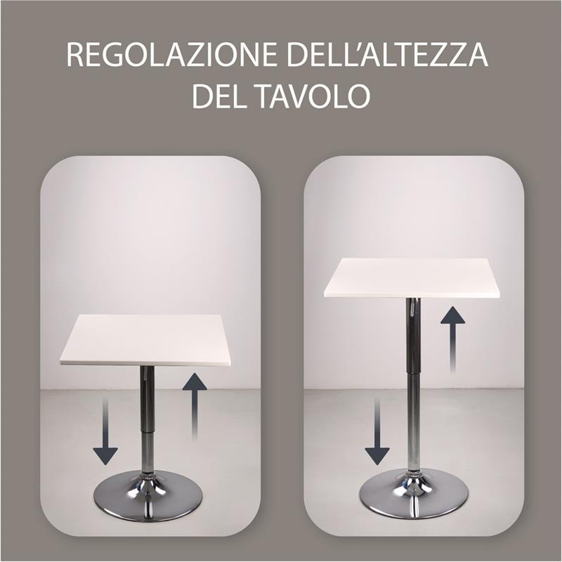 LIMA TAVOLO BAR BIANCO 60X60X70,5-91,5 CM