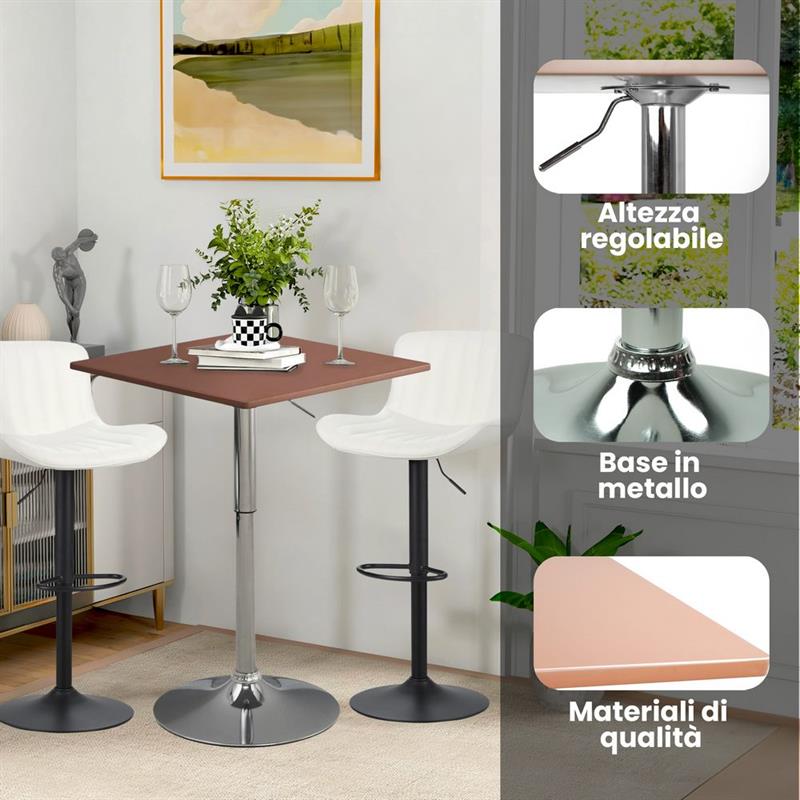 LIMA TAVOLO BAR MARRONE 60X60X70,5-91,5 CM