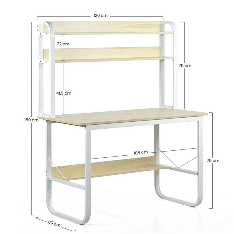 SARA SCRIVANIA BIANCO/FRASSINO 120X60X75