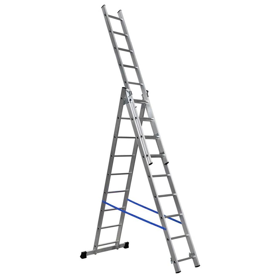 Scala tripla 3x9 alluminio antidivaricamento cinghie sicurezza traversa base