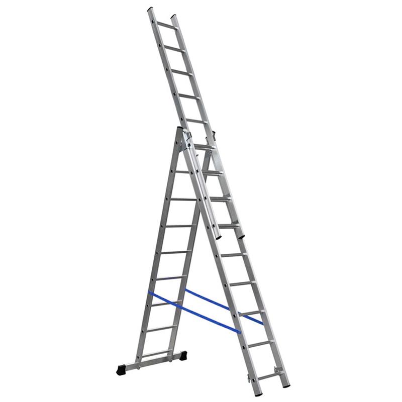 Scala tripla 3x9 alluminio antidivaricamento cinghie sicurezza traversa base