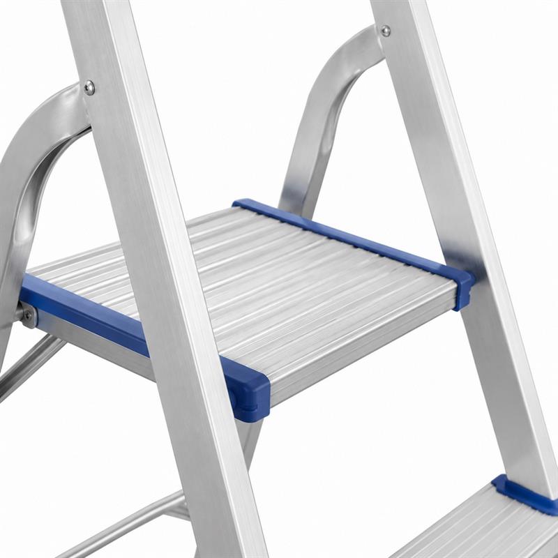 Scala sgabello alluminio anodizzato 3 gradini antiscivolo corrimano 60cm