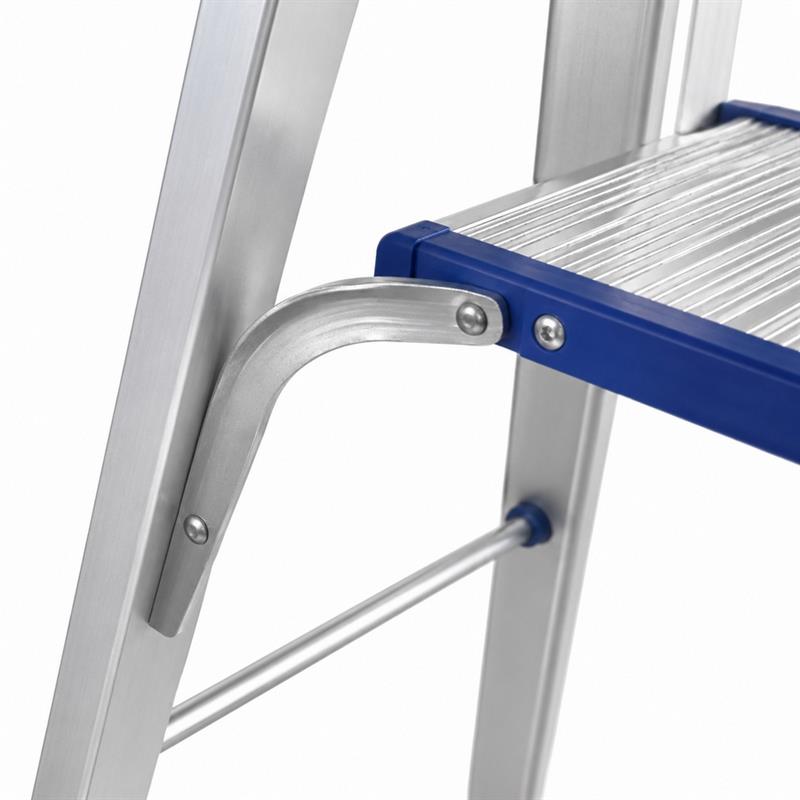 Scala sgabello alluminio anodizzato 3 gradini antiscivolo corrimano 60cm