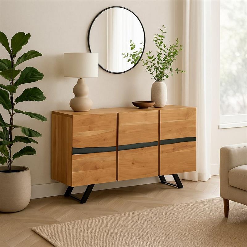 ACHILLE MADIA 3/A ACACIA METALLO 145X43X85CM