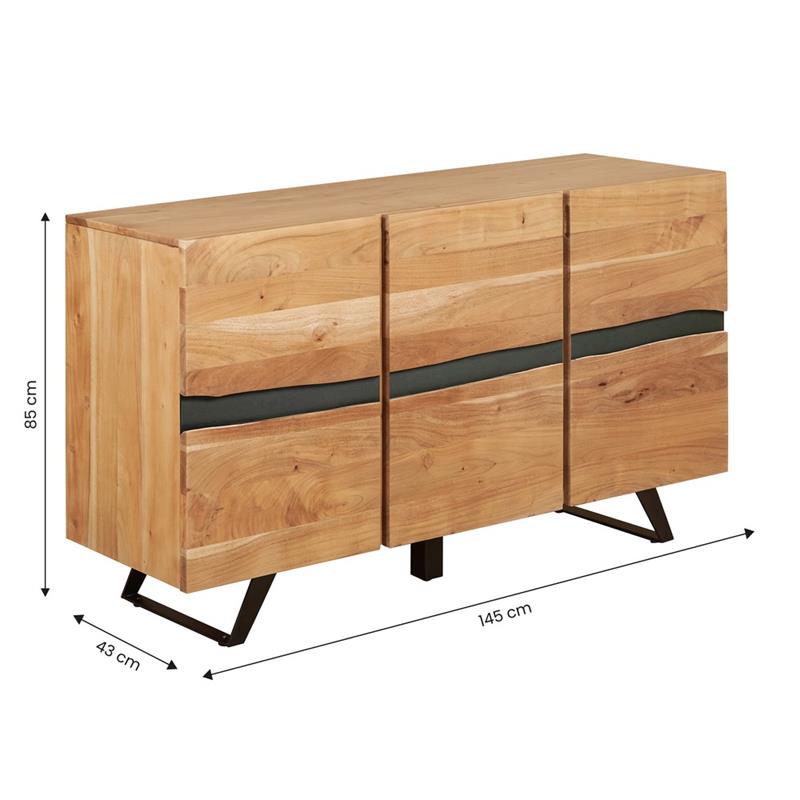 ACHILLE MADIA 3/A ACACIA METALLO 145X43X85CM
