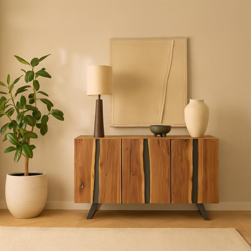 ACHILLE MADIA 3/A ACACIA METALLO 145X45X90CM