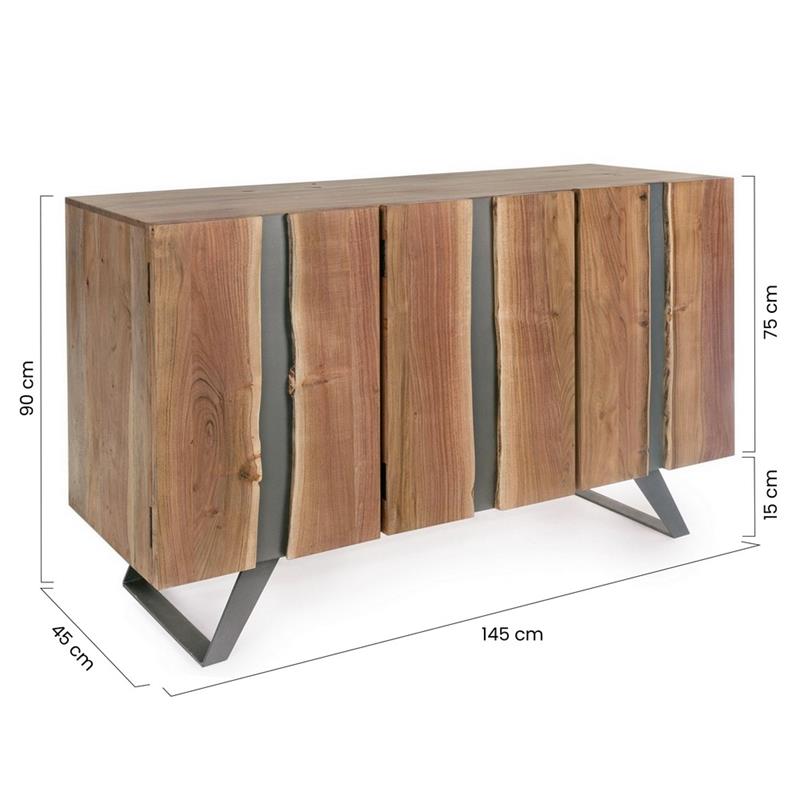 ACHILLE MADIA 3/A ACACIA METALLO 145X45X90CM