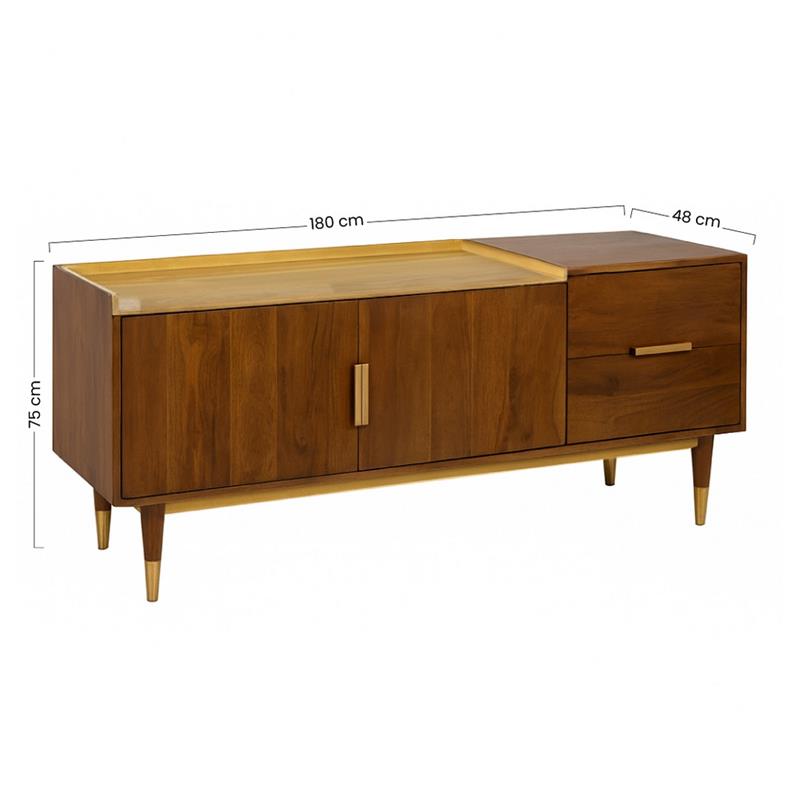 LAXMI MANGO CREDENZA 2 ANTE 2 CASSETTI (TOP GOLDEN VASSOIO)