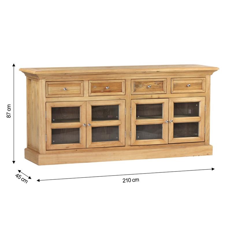 CREDENZA OLMO + VETRO 210*45*87