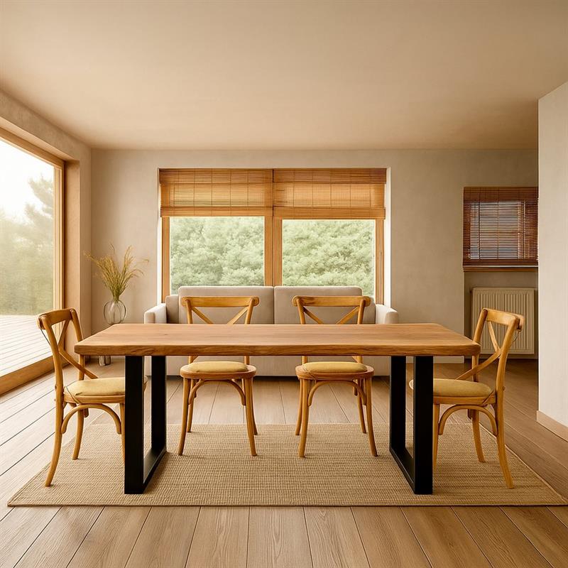 ACHILLE TAVOLO PRANZO GAMBE DRITTE ACACIA 220X100X78CM