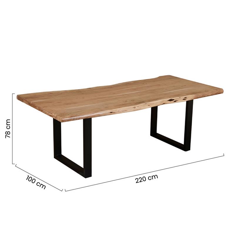 ACHILLE TAVOLO PRANZO GAMBE DRITTE ACACIA 220X100X78CM