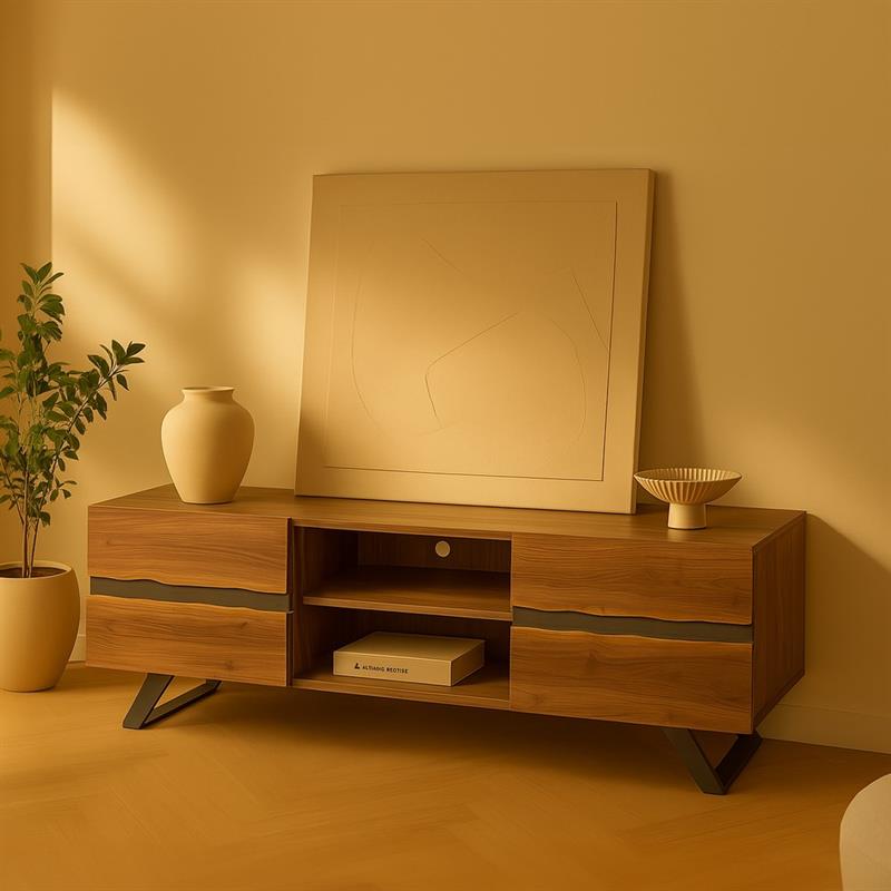 ACHILLE MOBILE TV ACACIA METALLO 160X44X65CM
